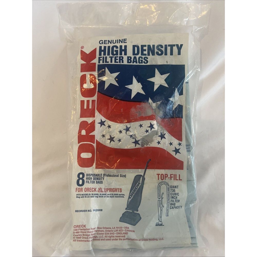 8 GENUINE ORECK Vacuum Bags High Density Filters Oreck XL Upright New‎ PK20008